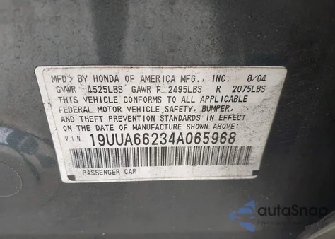 2004 Acura Tl from USA, damaged, VIN 19UUA66234A065968